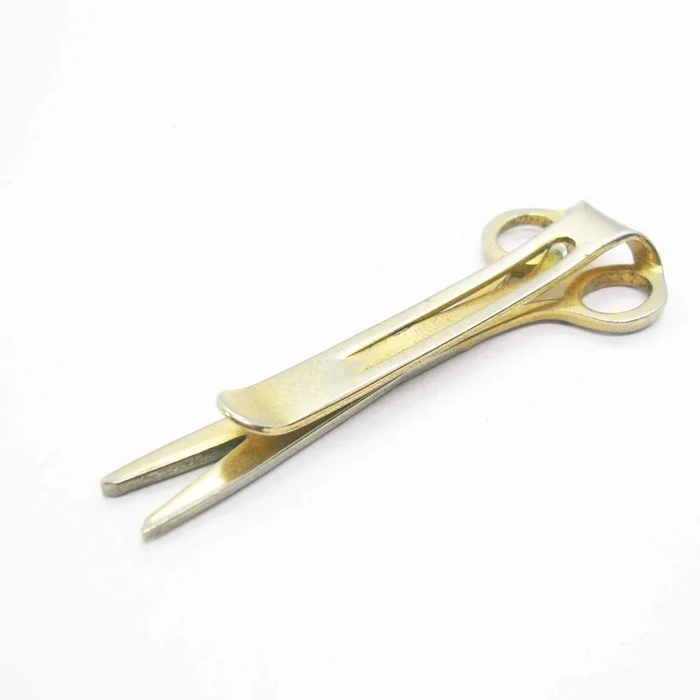 Scissors Tie Bar vintage Swank Necktie Holder Formal Wear Tailor Gift Money Clip